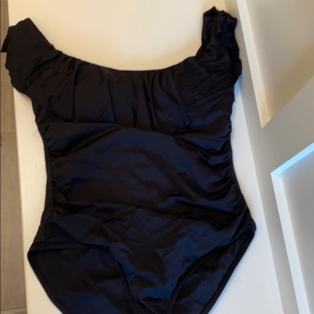 La Blanca off the shoulder black bathing suit